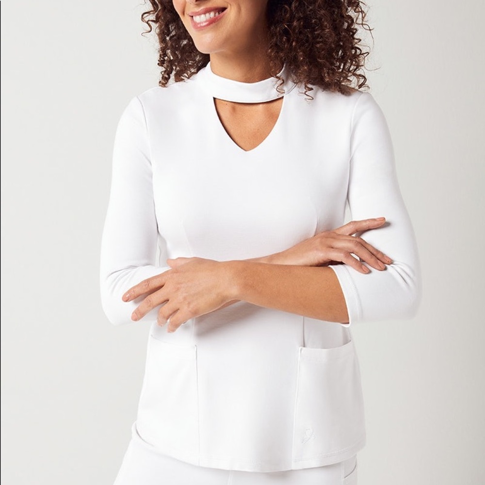 Jaanuu mock neck with zip detail on the back
